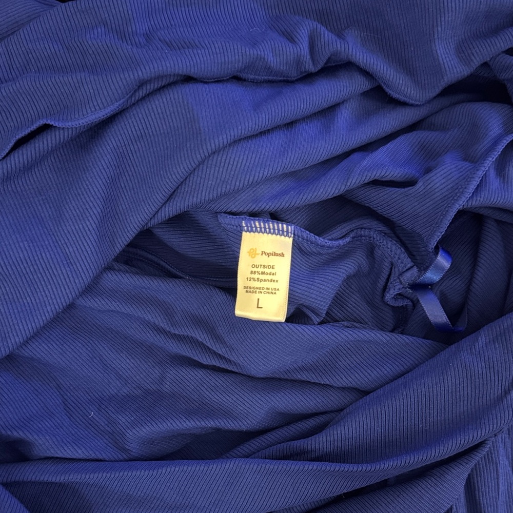 Vibrant Blue Off-Shoulder Shirt - Picture 4 of 5